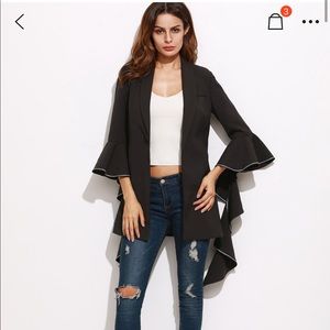 Black blazer with ruffle sleeves